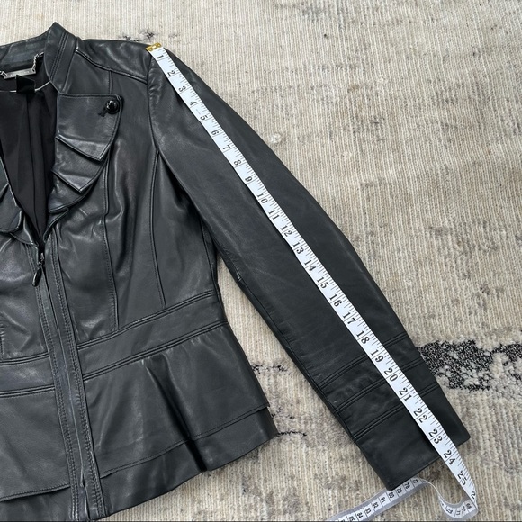 💔 SOLD 💔 White House Black Market Black Leather Peplum Jacket - Picture 7 of 13